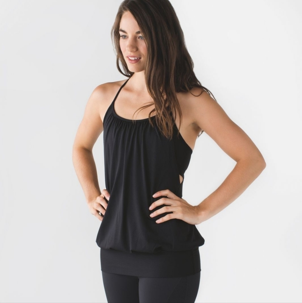Lululemon Black Logo No Limits Tank Top Luon Activewear Gym Workout Running Top